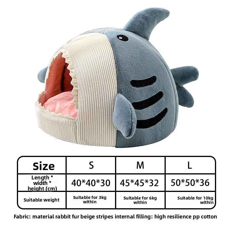 Shark Pet Bed – Cozy Enclosed Cave Bed for Cats & Small Dogs