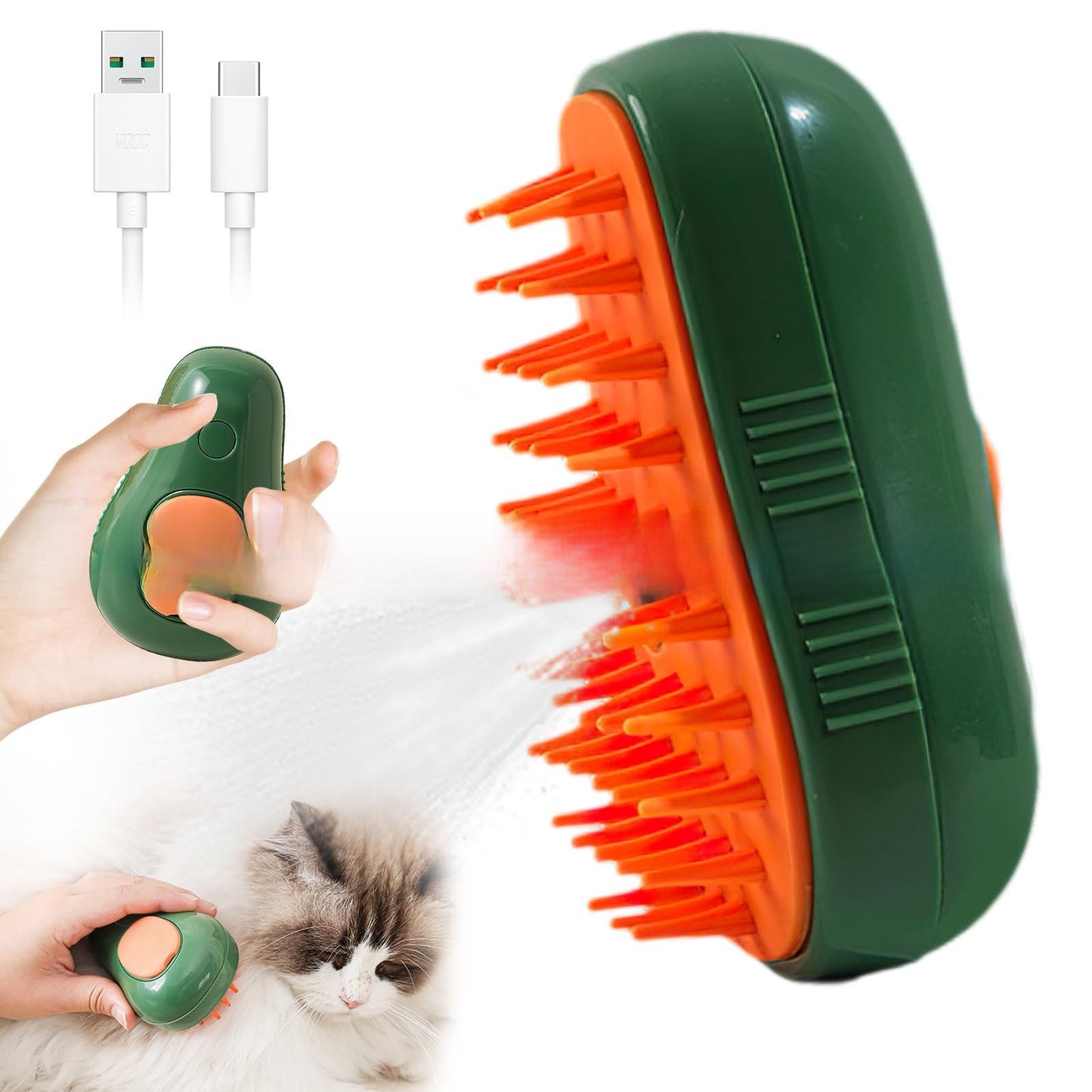 3-in-1 Electric Steam Pet Brush – Brush, Steam & Detangle in One