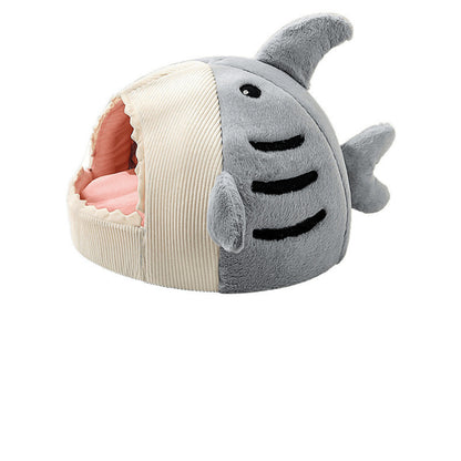 Shark Pet Bed – Cozy Enclosed Cave Bed for Cats & Small Dogs