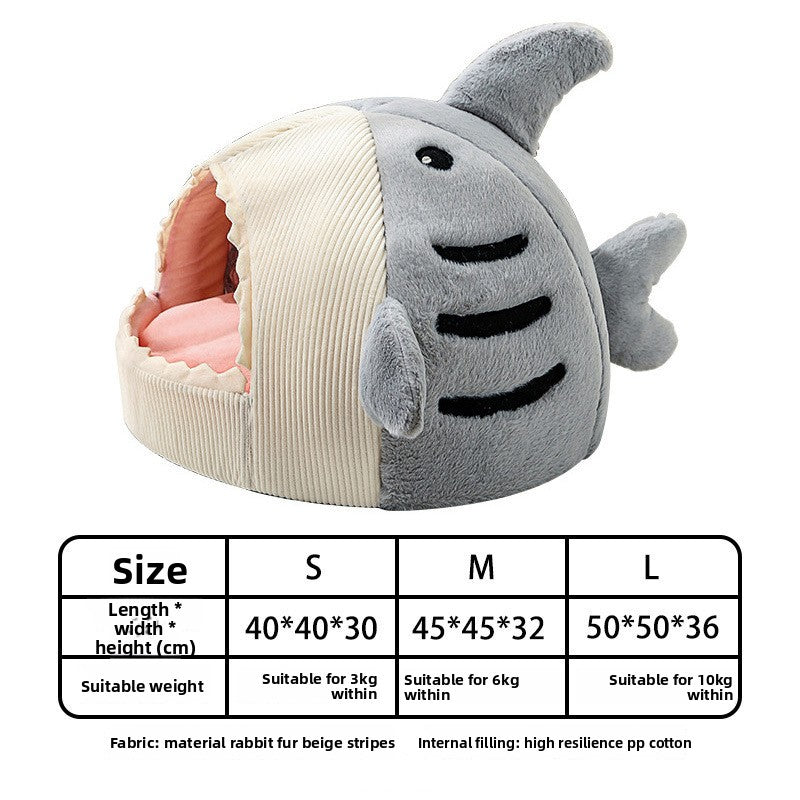 Shark Pet Bed – Cozy Enclosed Cave Bed for Cats & Small Dogs