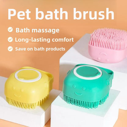 Silicone Pet Bath Massage Brush & Grooming Scrubber