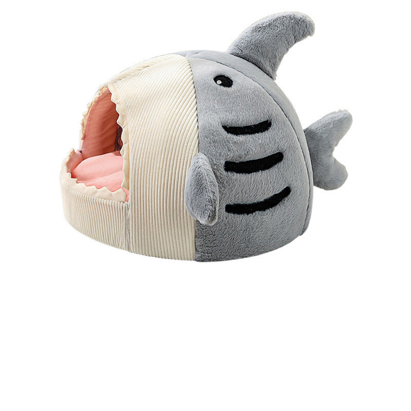 Shark Pet Bed – Cozy Enclosed Cave Bed for Cats & Small Dogs