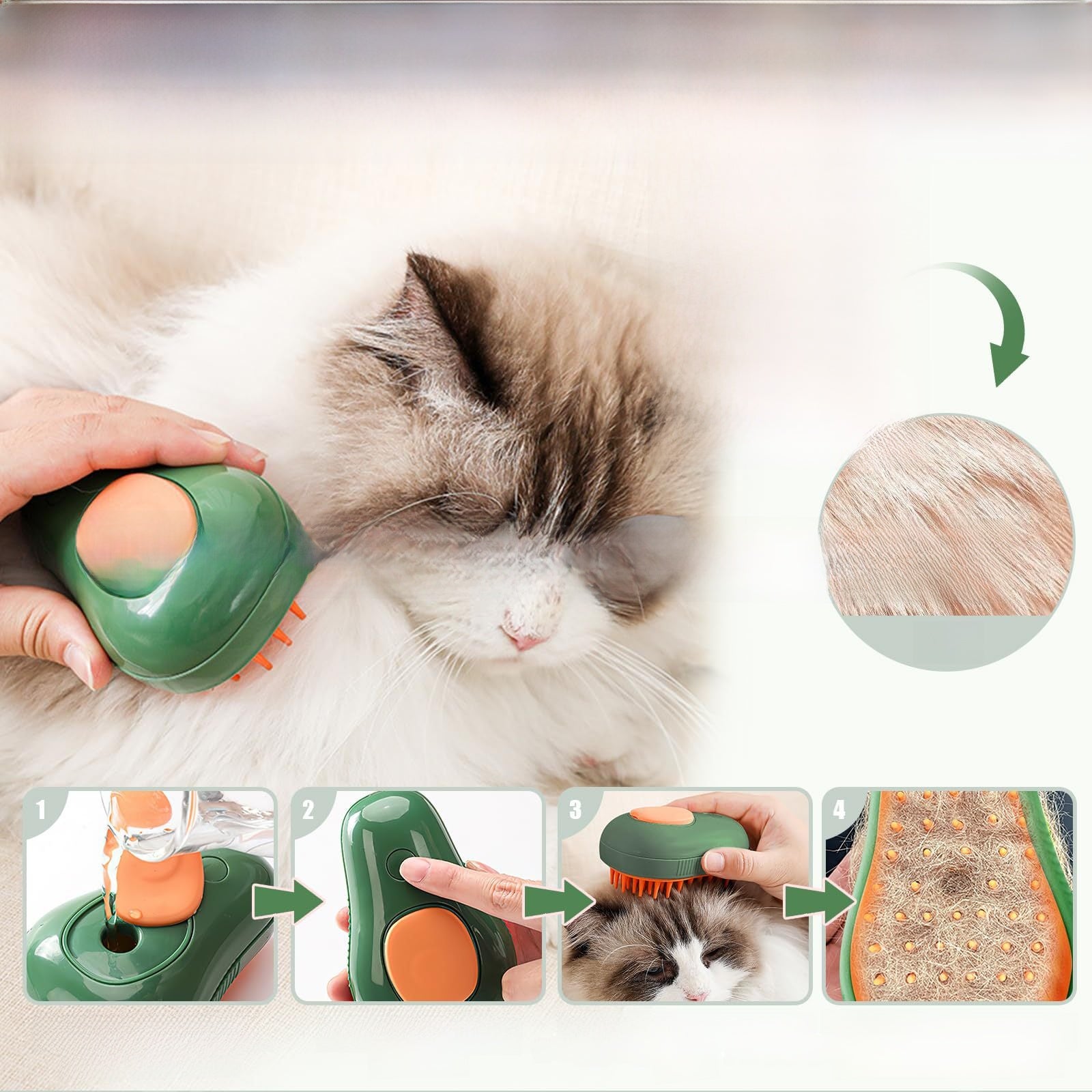 3-in-1 Electric Steam Pet Brush – Brush, Steam & Detangle in One